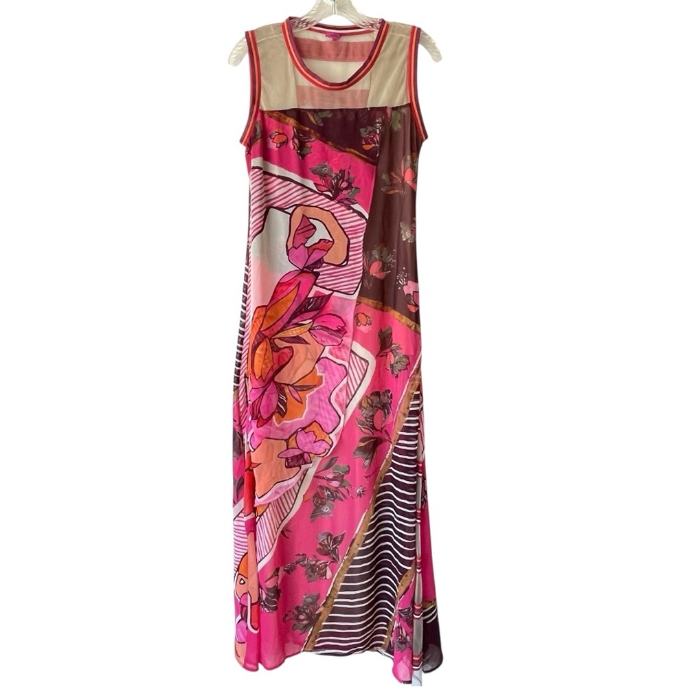 SAVE THE QUEEN Made In Italy Abstract Floral Maxi Dress - Large